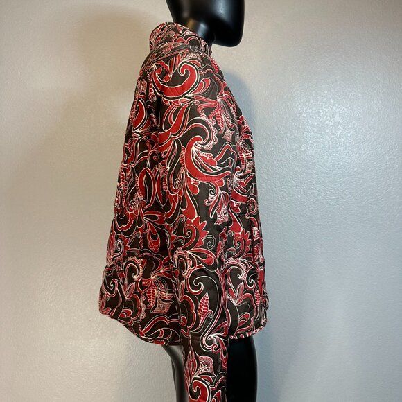 Aventura Melrose Jacket XL Brown Red Floral Fleece Lined Like New - Picture 4 of 9